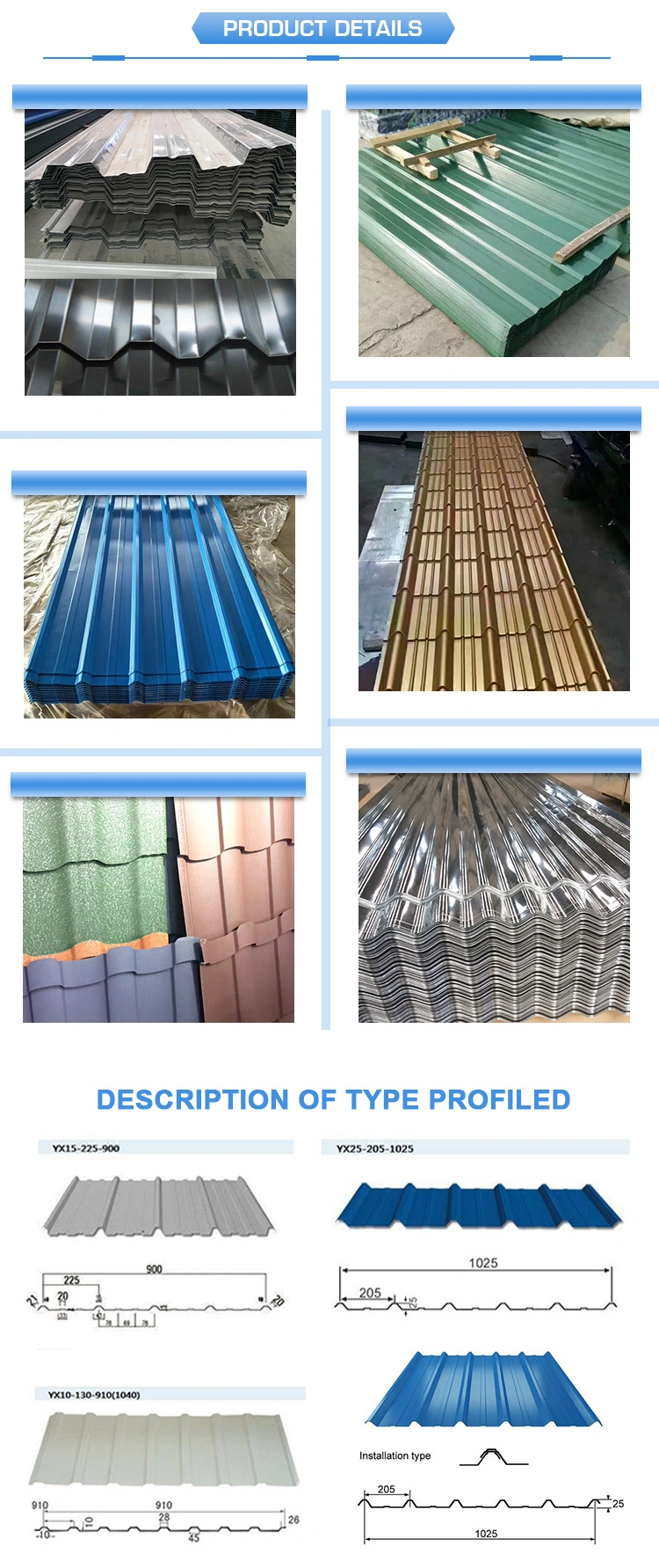 Cold Rolled PE HDP Pre-Painted Color Coated Galvanized Coil PPGI Galvalume Floor Deck Prepainted Galvanized Corrugated Sheet for Roofing Sheet